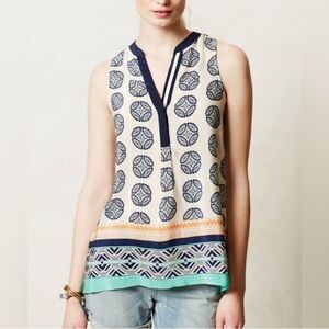 Anthropologie Vanessa Virginia Finn Silk Sleeveless Top Size Small
